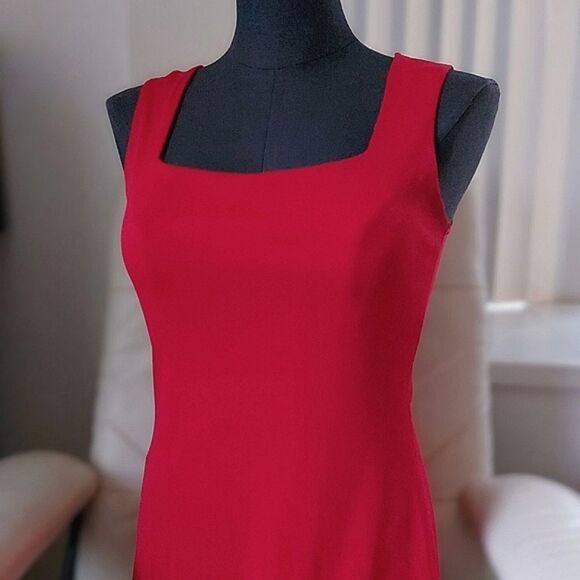 Vtg Le Château red square neck slinky ribbed bodycon midi dress - Picture 6 of 16